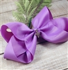 Purple 6 inch Clip-In Hair Bow with Rhinestone Cross Charm