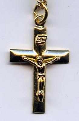 18kt Gold or Sterling -- 2.1cm Crucifix with 18" chain