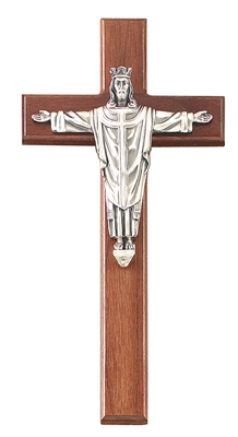 12" Walnut Christ The King Crucifix, 5.25" Pewter Corpus