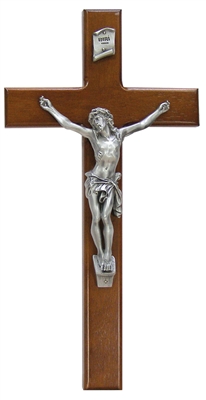 15" Walnut Crucifix, 6.5" Antique Pewter Finish Corpus