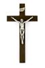 8" Walnut Holy Shroud Of Turin Crucifix, 3.5 Antique Pewter Finish Corpus