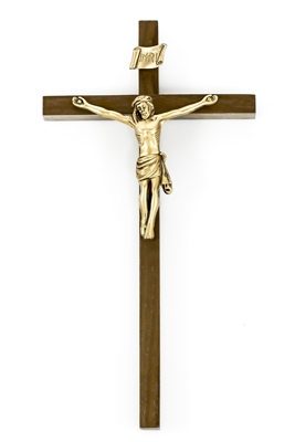 10" Walnut Crucifix, Antique Gold Finish Corpus