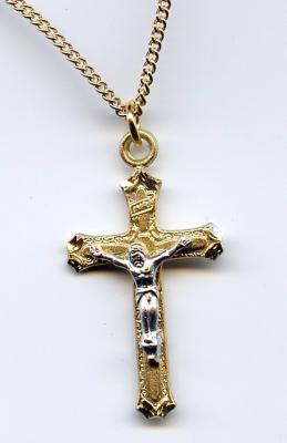 18kt Gold over Sterling Crucifix with 18"  chain