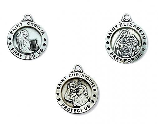 Sterling Silver or Gold over Sterling Silver 1.6 cm Round Patron Saint Medals