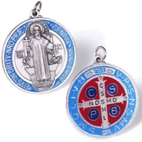 Saint Benedict Large Red/Blue Medal