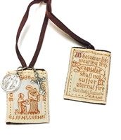 Our Lady of Mt. Carmel Brown Scapular with St Benedict medal and a Crucifix PL870BRBE