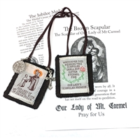 100% Wool Brown Colored Scapular With Medals and Pamphlet  PL876BE