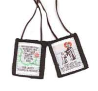 Our Lady of Mt. Carmel Colored Brown 100% Wool Scapular without Medals