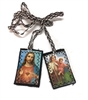 H-1 Sacred Heart of Jesus and Our Lady Brown Scapular with Brown/White Cord PL909