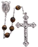 20" Chain-link Rosary with 6mm Tiger Eye Beads R1256