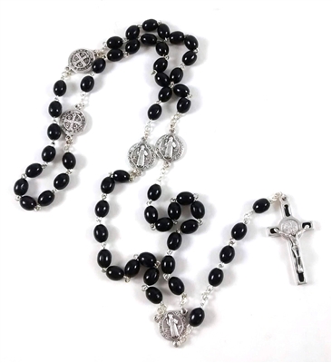 Saint Benedict Black Bead Rosary