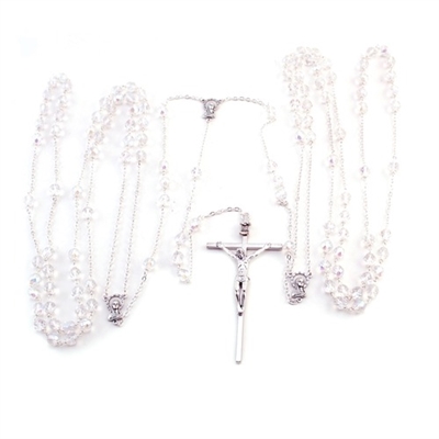 10mm Crystall Silver Lasso Rosary 26-181