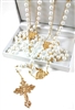 10mm Pearl Gold Lasso Rosary 26-600