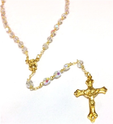 April Birthstone Bead Gold Rosary