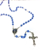 Blue Crystal Bead Rosary with Blue Enamel Miraculous Center-Piece