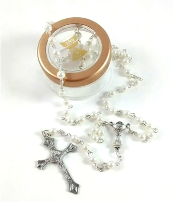 Girls Imitation Pearl Bead First Communion Rosary