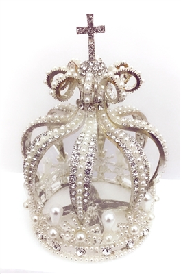 Small Rhinestone Pearl Silver Crown For Statue