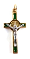 1.5" Gold Green St. Benedict Crucifix