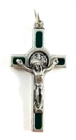 1.5" Green Enamel St. Benedict Crucifix