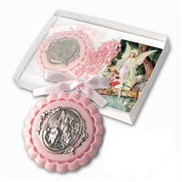 Guardian Angel Crib Medal with Pink Rosary PB105PK