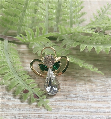 Emerald May Birthstone Angel Pin