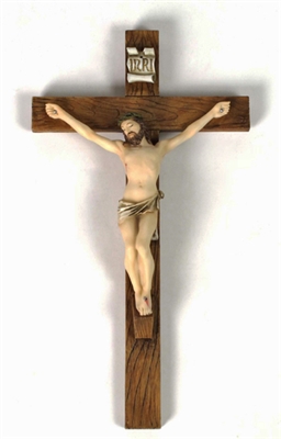 17" Cold-Cast Bronze/Lightly Hand-Painted Crucifix
