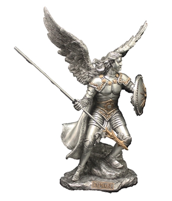 Pewter Style Archangel Raphael 9inch Statue SR-76306-PE