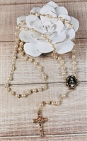 Imitation Pearl Bead Gold Color Relic Rosary from Jerusalem