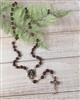 Dark Wood Bead Gold Color Relic Rosary from Jerusalem