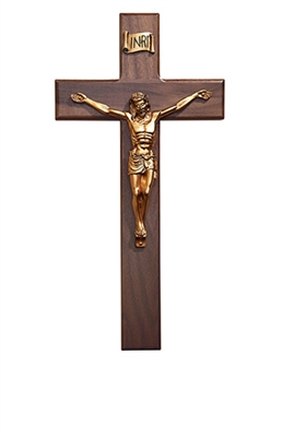 12" Walnut Bronze Crucifix W01G12