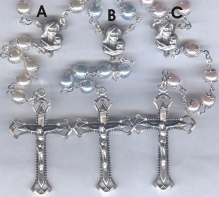 23" Capped-Bead Pearl Rosary