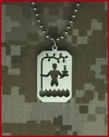 St. Christopher Pendant, Genuine US Military Issue, with Beaded Chain