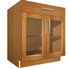 2 glass door 1 drawer base cabinet (interior will the match wood type and finish chosen for the face of the cabinet)