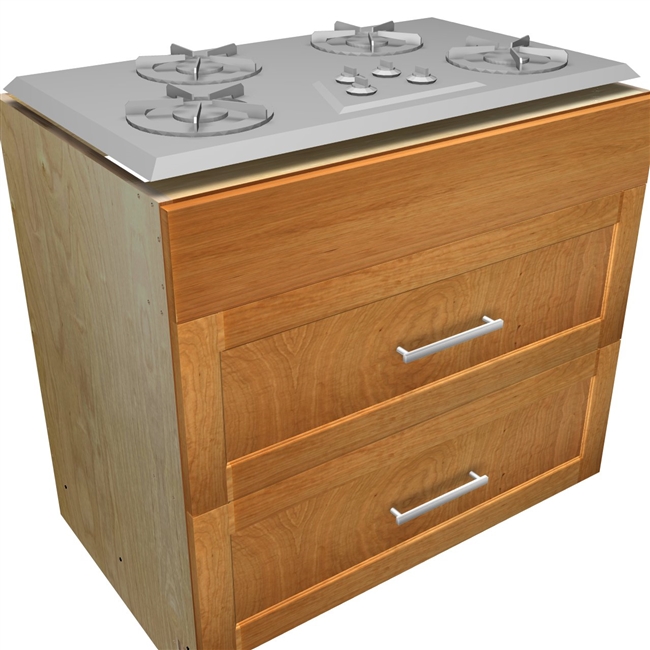 2 drawer 1 false front cooktop base cabinet