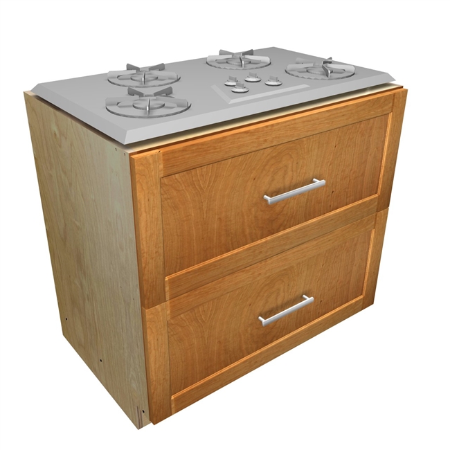 2 drawer cooktop base cabinet