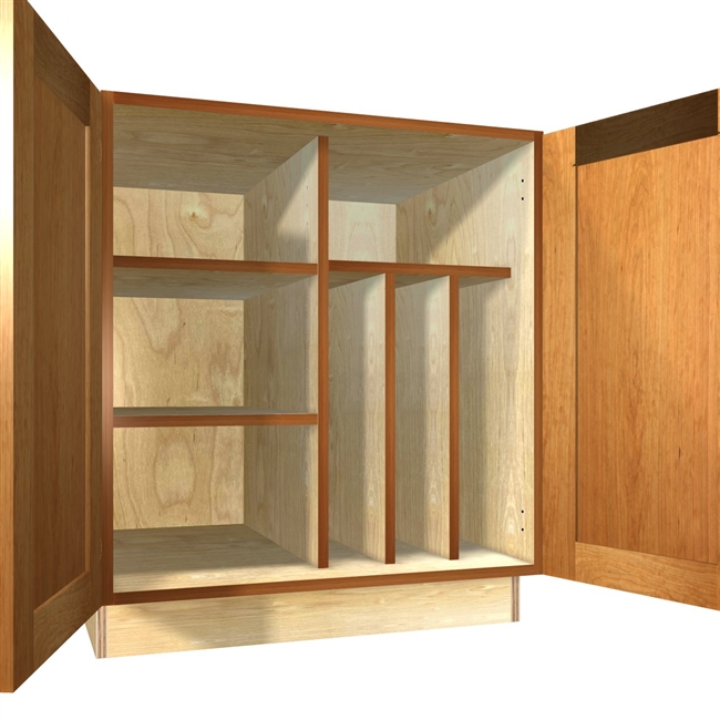 2 door base cabinet with TRAY DIVIDERS AND ADJUSTABLE SHELVES