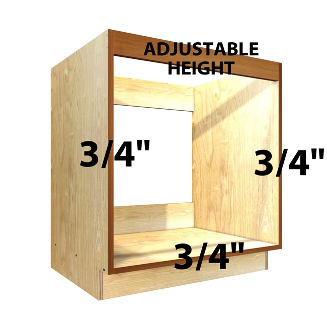 0 door wall oven and cooktop base cabinet (ADJUSTABLE TOP RAIL)