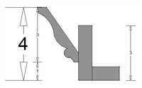 PORTLAND 2 piece crown molding with backer  (3" tall Portland crown, 3" tall backer)