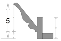 PORTLAND 2 piece crown molding with backer  (4" tall Portland crown, 3" tall backer)