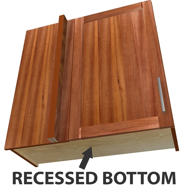 1 door blind corner wall cabinet (LEFT side hinged with integrated filler) with recessed bottom