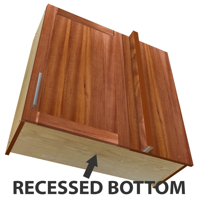 1 door blind corner wall cabinet (RIGHT side hinged with integrated filler) with recessed bottom