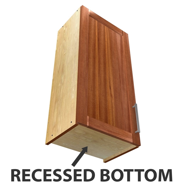 1 door wall cabinet with recessed bottom to conceal under cabinet lighting behind the doors