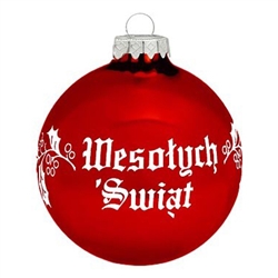 Polish Christmas Greeting Ornament - Wesolych Swiat Red