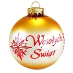 Polish Christmas Greeting Ornament - Wesolych Swiat Gold