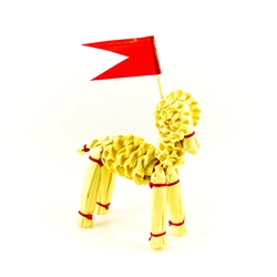 Decorate your home with a little bit of Polish folk art. These straw decorations are made entirely by hand by a single family from the Lublin area where ornaments made of straw is an old tradition. The ram with the banner represents Christ.