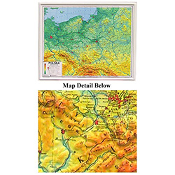 Poland Contoured Physical Wall Display Map