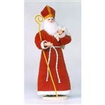 Polish Regional Doll: Swiety Mikolaj - Polish St. Nicholas With Staff - (Large).  This 12 inch tall traditional Polish doll is completely hand made the old fashioned way with papier mache, dress materials and paints.  Fine workmanship, great details.