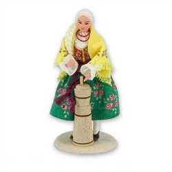 Polish Regional Doll: Goralka Lady Churning Butter