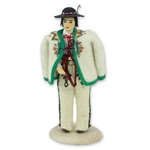 This traditional Polish doll is completely hand made the old fashioned way with papier mache, dress materials and paints.  The doll is clothed in authentic regional folk costume.