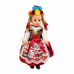 This beautiful doll dressed in a handmade traditional Krakowianka outfit, is made of plastic with movable arms and legs (not the joints). Hand made so costuming details will vary slightly so not two will be exactly alike.